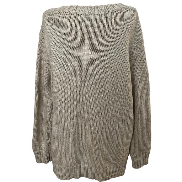 Wooden Ships Sz X/S Skull Pullover Sweater Tan Goth Edgy Punk Halloween Chunky - Picture 3 of 12